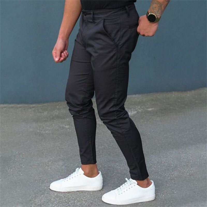 Men's Pure Color Tight Trousers