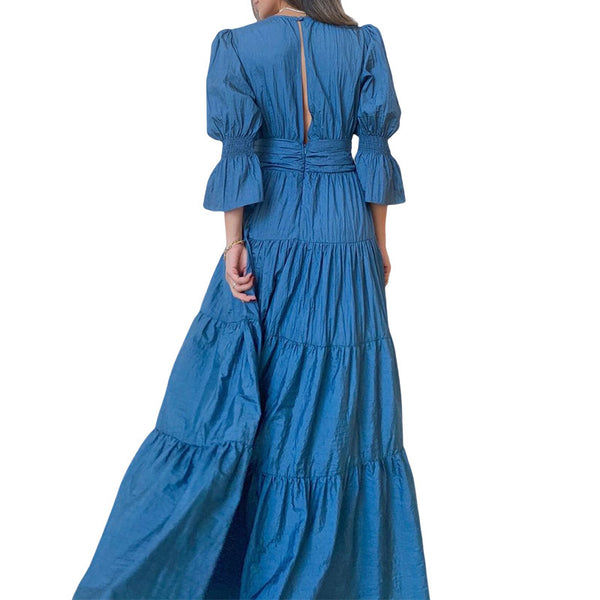 Women's Fashion Temperament V-neck Long Sleeve Dress