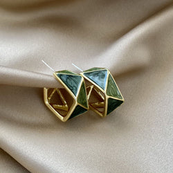 Geometric Green Earrings