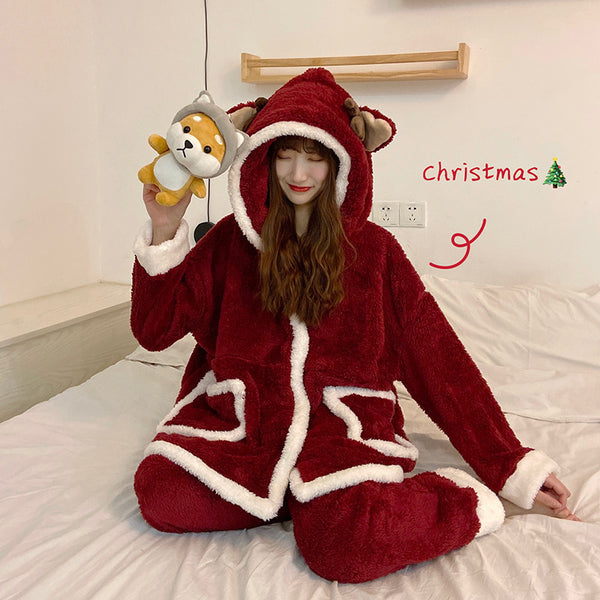 Red Velvet Christmas Pajamas Set