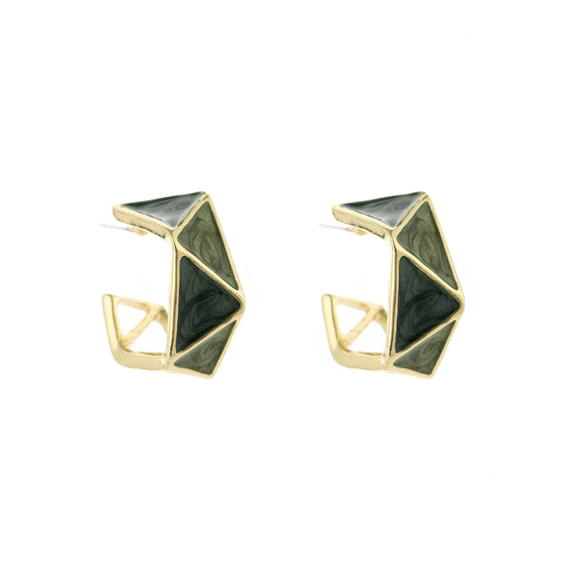 Geometric Green Earrings