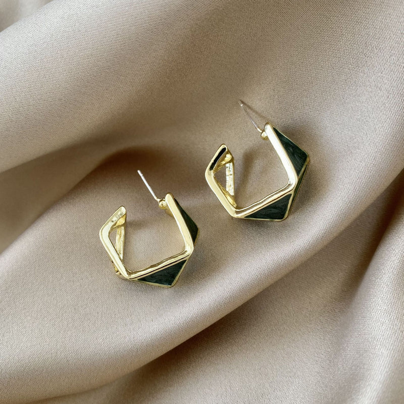 Geometric Green Earrings